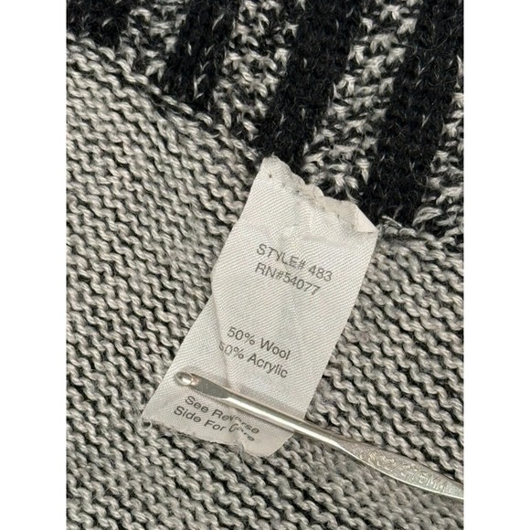 CAbi‎ #483 Patchwork Circle Cardigan Sweater Open Front Textured Wool Medium - Picture 6 of 8